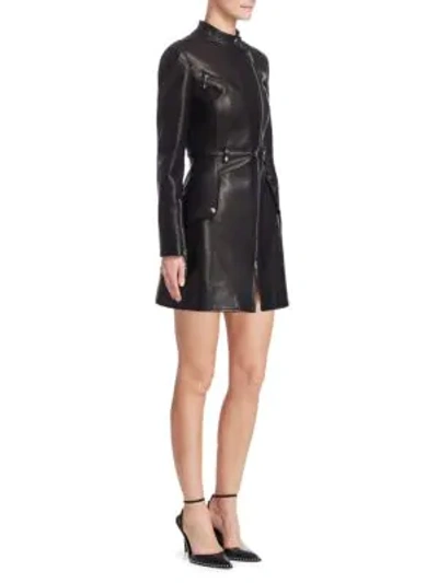 Shop Alexander Wang Military Moto Leather Trench Coat In Black