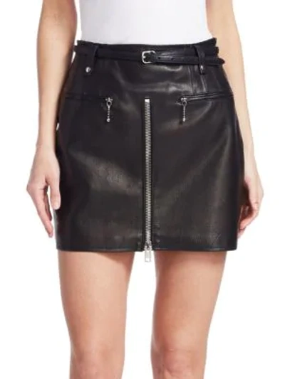 Shop Alexander Wang Moto Leather Mini Skirt In Black