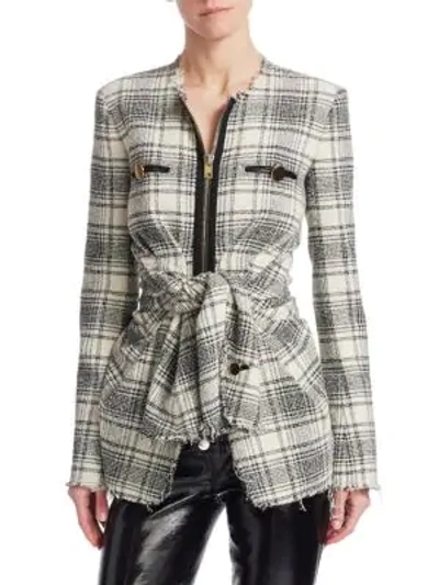 Shop Alexander Wang Deconstructed Tie-front Jacket In Black And White