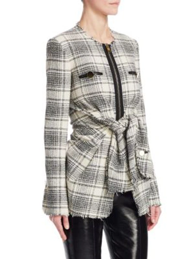 Shop Alexander Wang Deconstructed Tie-front Jacket In Black And White