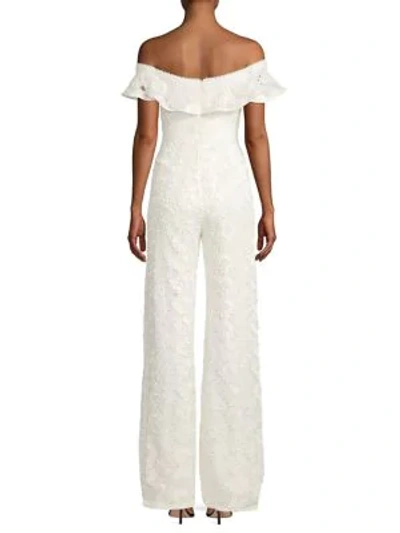 Shop Alexis Edlyn Lace Off-the-shoulder Jumpsuit In Ivory