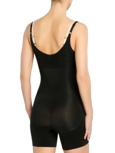 Shop Spanx Women's Oncore Open Bust Mid-thigh Bodysuit In Very Black