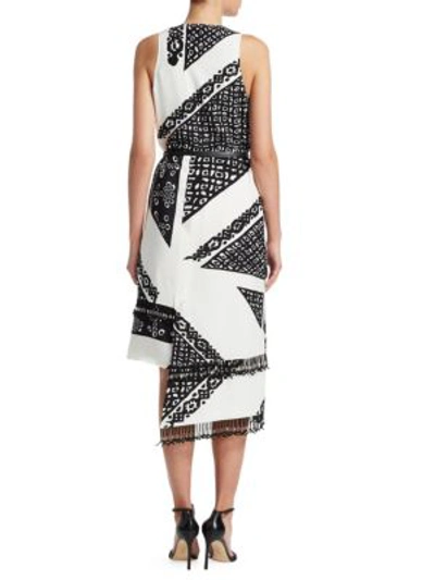 Shop Altuzarra Quartier Silk Printed Sheath Dress In Optic White