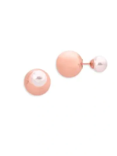 Shop Majorica 14k Rose-gold Plated Sterling Silver 8mm  Organic Pearl Stud Earrings In White