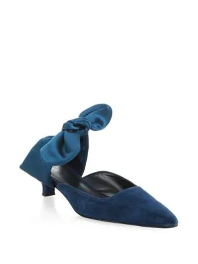 Shop The Row Coco Suede Mules In Blue