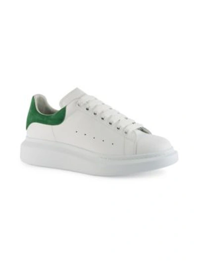 Shop Alexander Mcqueen Leather Platform Sneakers In White-green