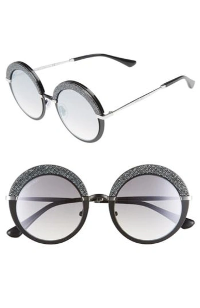 Shop Jimmy Choo Gotha/s 50mm Round Sunglasses - Matte Black/ Palladium