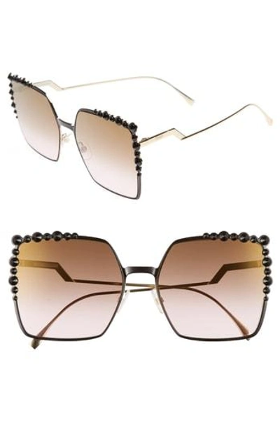 Shop Fendi 60mm Gradient Square Cat Eye Sunglasses - Black