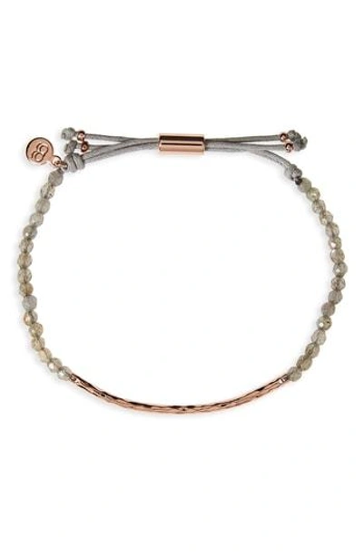 Shop Gorjana Power Gemstone Beaded Bracelet In Labradorite/ Rose Gold