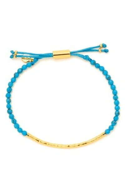 Shop Gorjana Power Gemstone Beaded Bracelet In Turquoise / Gold