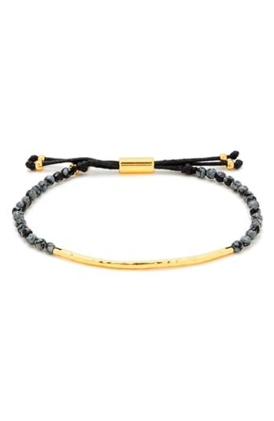 Shop Gorjana Power Gemstone Beaded Bracelet In Obsidian/ Gold