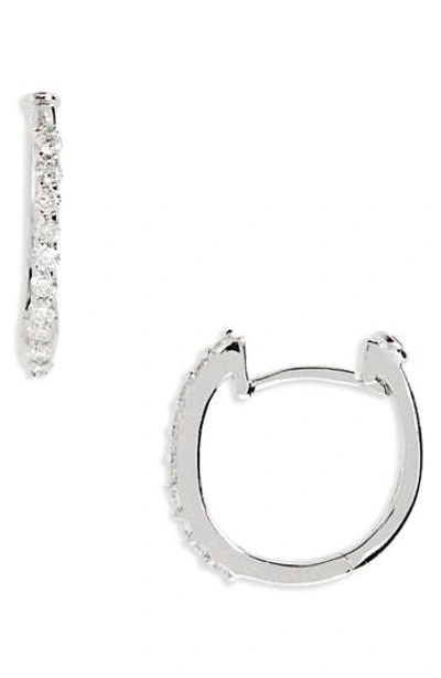 Shop Roberto Coin Small Diamond Hoop Earrings In White Gold