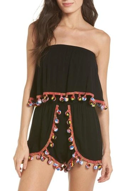 Shop Surf Gypsy Red Fruit Punch Cover-up Romper In Black