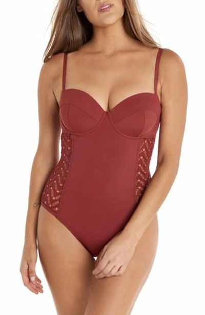 Shop Amoressa Brickhouse Marisa One-piece Swimsuit In Mahogany