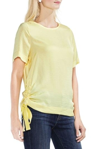 Shop Vince Camuto Side Drawstring Rumple Blouse In Lemon Cream