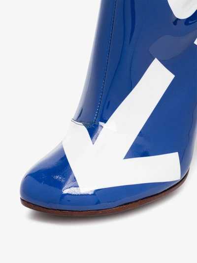 Shop Vetements Blue Text Print 100 Leather Boots