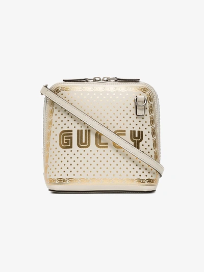 Shop Gucci White Guccy Mini Leather Bag With Stars