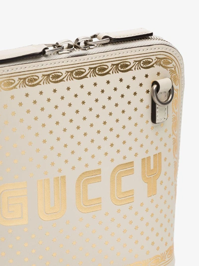 Shop Gucci White Guccy Mini Leather Bag With Stars