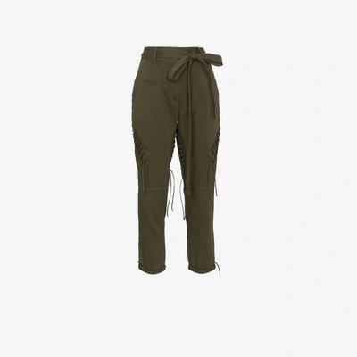 Shop Saint Laurent Laced Military Pants In Green