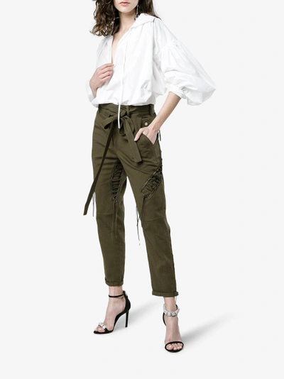 Shop Saint Laurent Laced Military Pants In Green