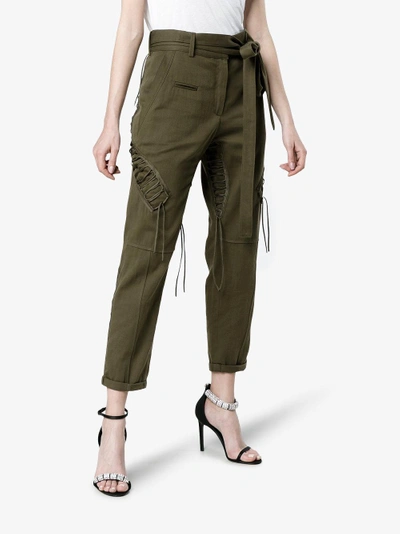 Shop Saint Laurent Laced Military Pants In Green