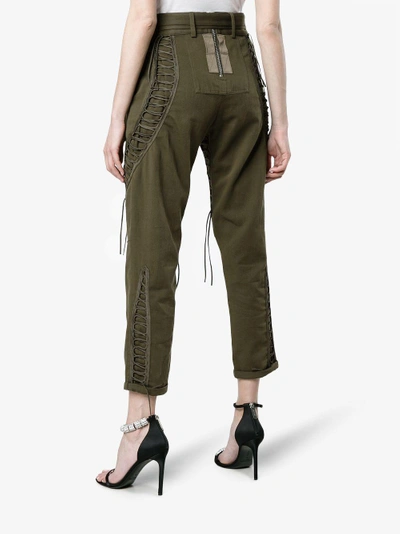 Shop Saint Laurent Laced Military Pants In Green