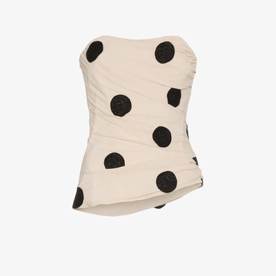 Shop Jacquemus Polka Dot Embroidered Top In Nude&neutrals