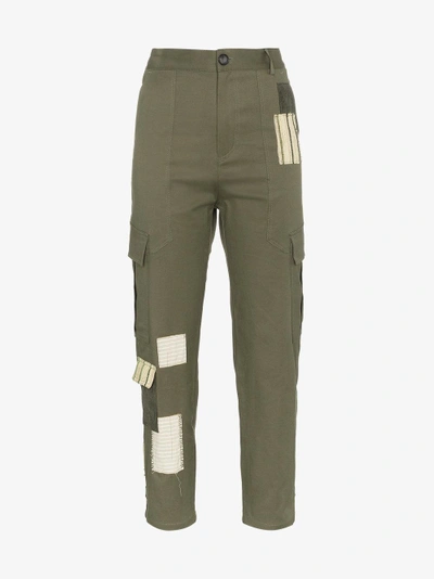 Shop 78 Stitches Green Combat Trousers With Patchwork