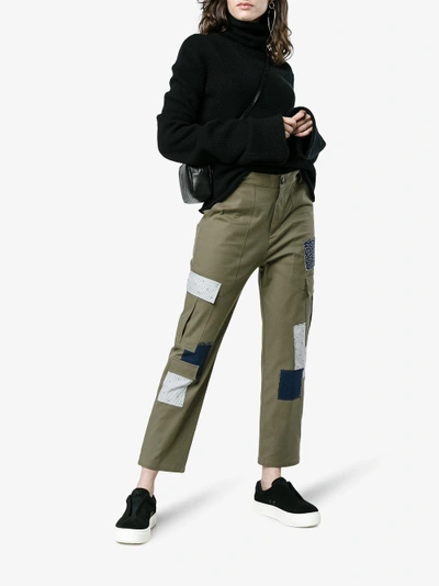 Shop 78 Stitches Cotton Combat Trousers With Patches In Green