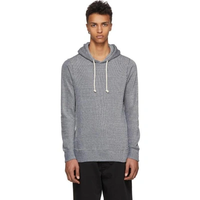 Shop Junya Watanabe Navy And White Striped Man Hoodie In 1 Nav/wt/wt