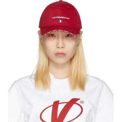 Shop Vetements Red 'haute Couture' Logo Baseball Cap