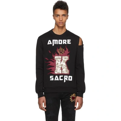 Shop Dolce & Gabbana Dolce And Gabbana Black Amore Slit Sweatshirt In Hnn44 Black