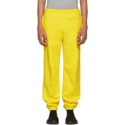 Shop Balenciaga Yellow Logo Lounge Pants In 7200 Yellow