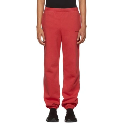 Shop Balenciaga Red Logo Lounge Pants