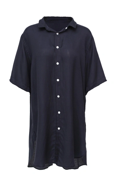 Shop Saptodjojokartiko Oversized Short Sleeve Shirt In Navy
