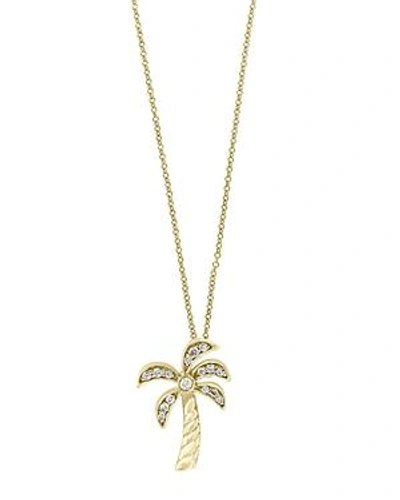 Shop Bloomingdale's Diamond Palm Tree Pendant Necklace In 14k Yellow Gold, 0.10 Ct. T.w. - 100% Exclusive In White/gold