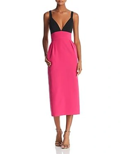 Shop Jill Jill Stuart Color-block Midi Dress In Black/begonia Pink