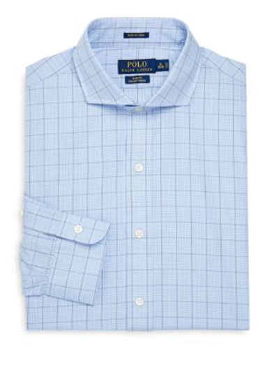 Shop Polo Ralph Lauren Slim-fit Windowpane Cotton Dress Shirt In Blue Navy