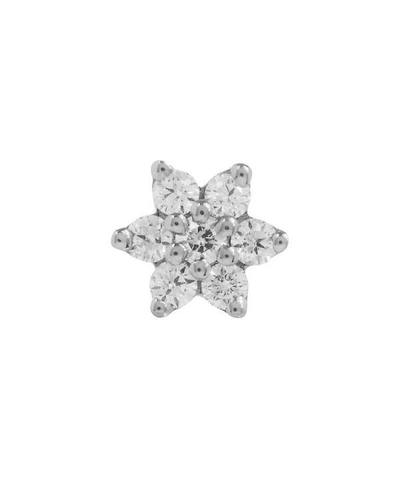 Shop Maria Tash 18ct 3mm Diamond Flower Single Threaded Stud Earring In Metallic