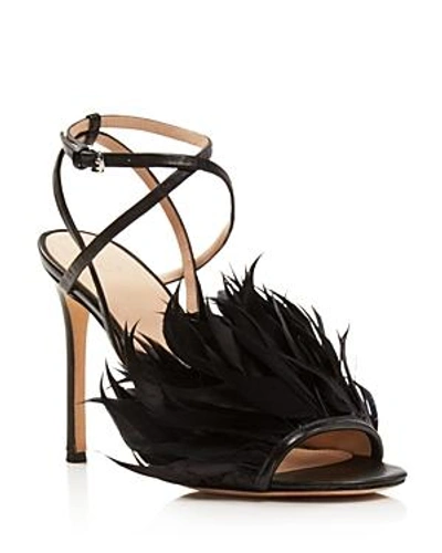 Shop Pour La Victoire Women's Elexi Feather Embellished High-heel Sandals In Black