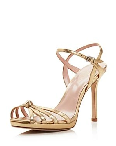Shop Kate Spade New York Women's Florence Leather High-heel Ankle Strap Sandals In Gold