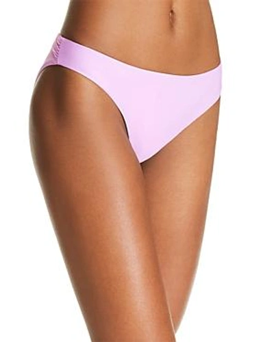 Shop Pilyq Isla Basic Ruched Side Bikini Bottom In Lilac