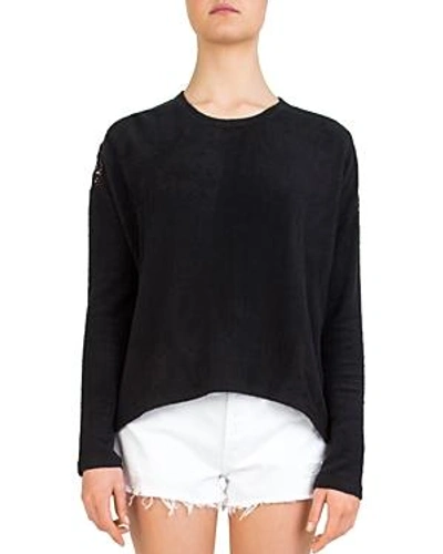 Shop The Kooples Lace-back Fleece Sweatshirt In Black