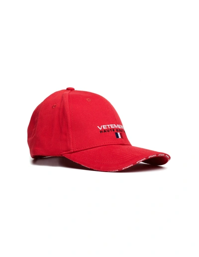 Shop Vetements Red Haute Couture Embroidered Cap In White