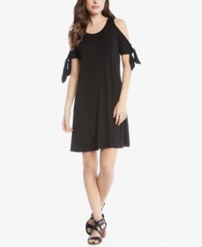Shop Karen Kane Cold-shoulder A-line Dress In Black