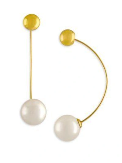 Shop Majorica 12mm White Organic Pearl Drop Earrings/goldtone In Gold Pearl