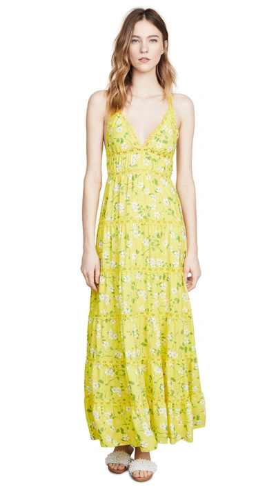 Shop Alice And Olivia Karolina Maxi Dress In Spring Primrose/lemon