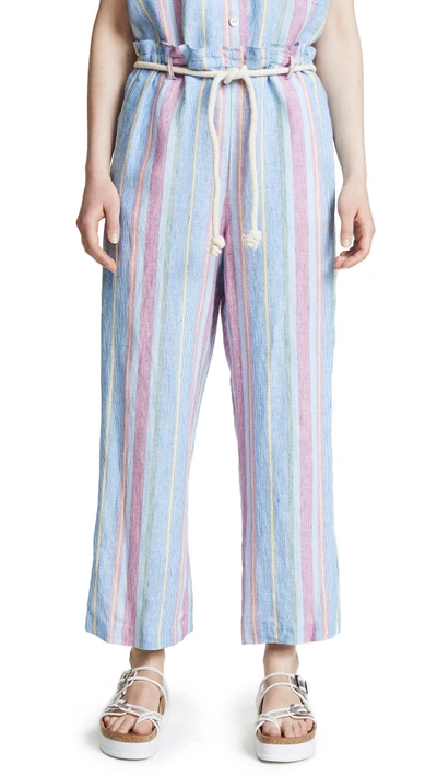 Shop Frame Linen Easy Pants In Purple Multi