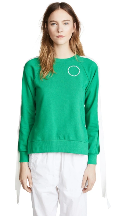 Shop Monse Raglan Snap Sleeve Pullover In Green