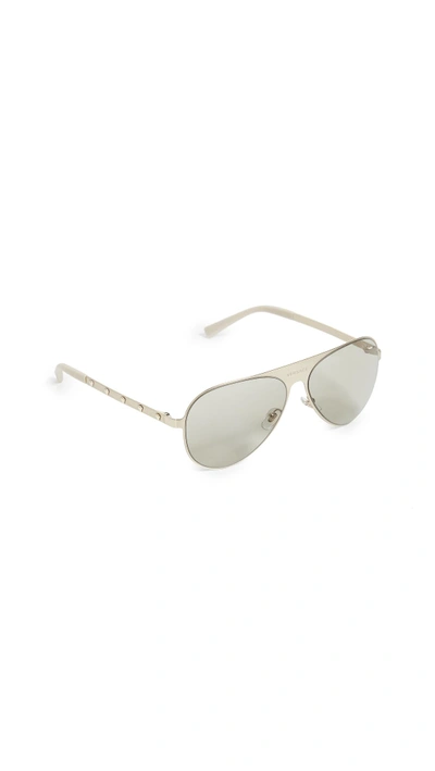Shop Versace Aviator Sunglasses In Pale Gold/brown